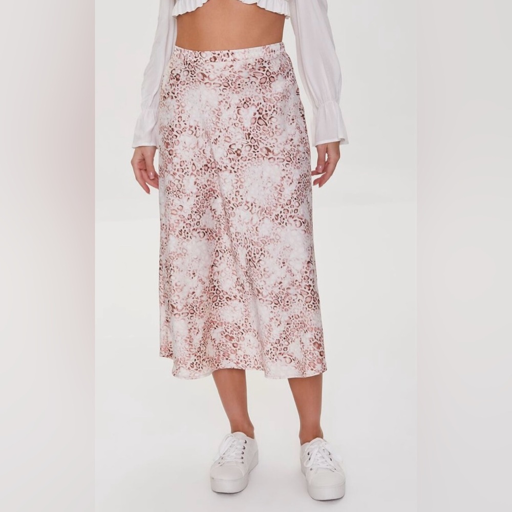 💜Haute Monde Sliky Leopard Print Midi Skirt size Large